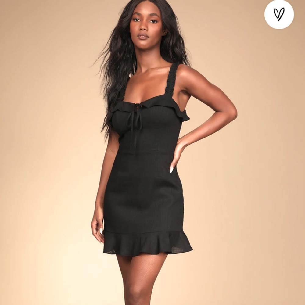 Black Mini Dress with Ruffles